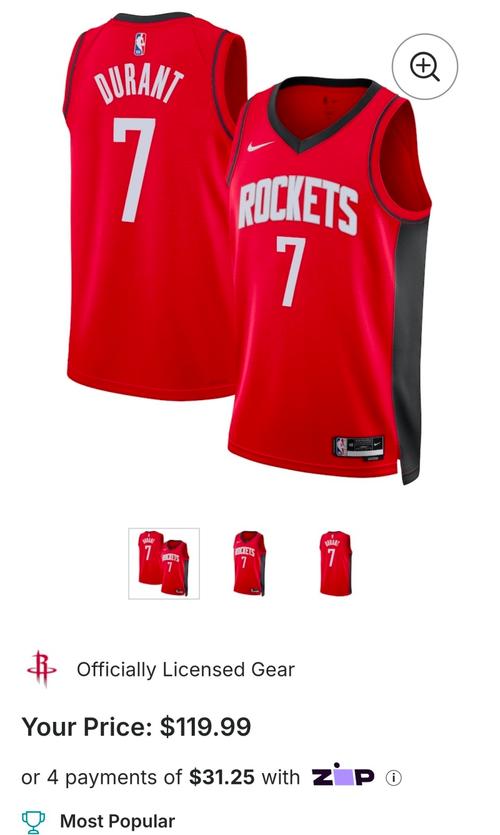 火箭队球衣有几种型号