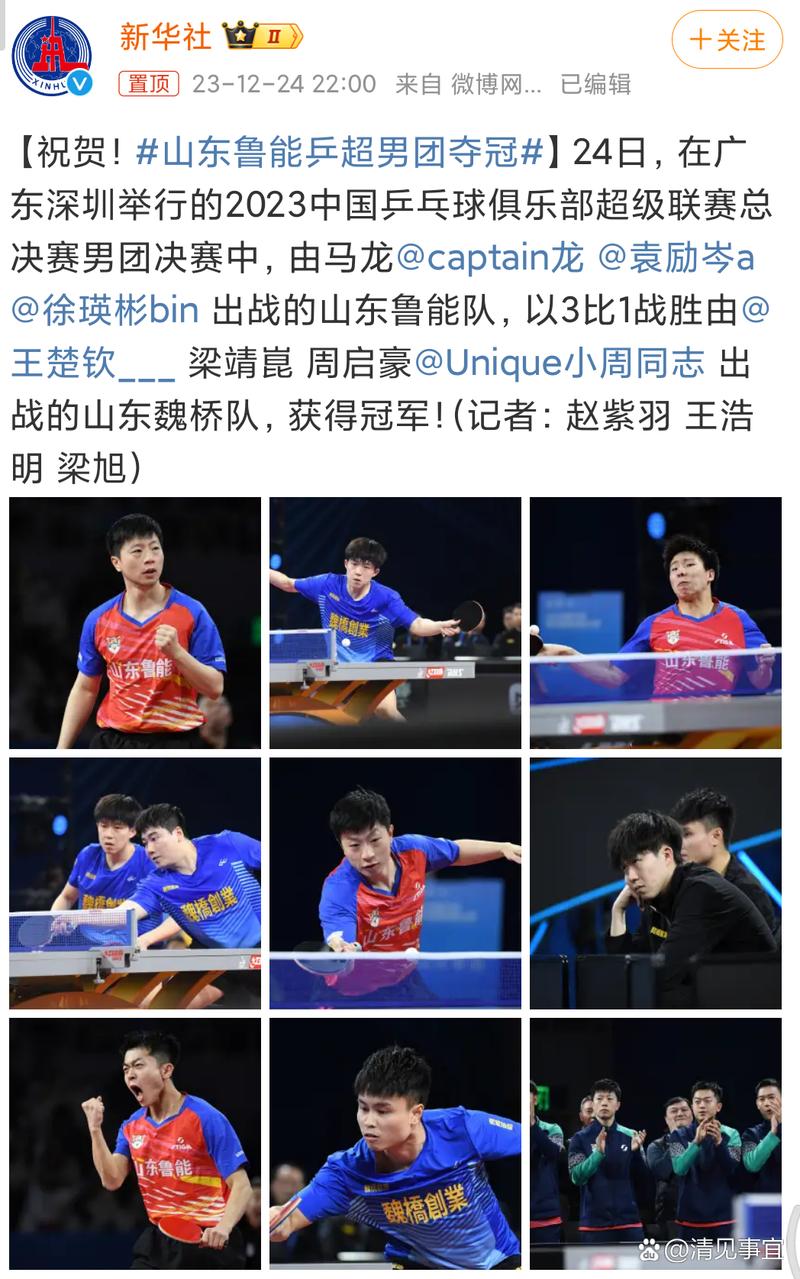 山东鲁能乒乓球队员名单简介