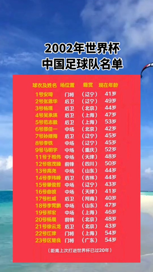 2002中国世界杯首发名单